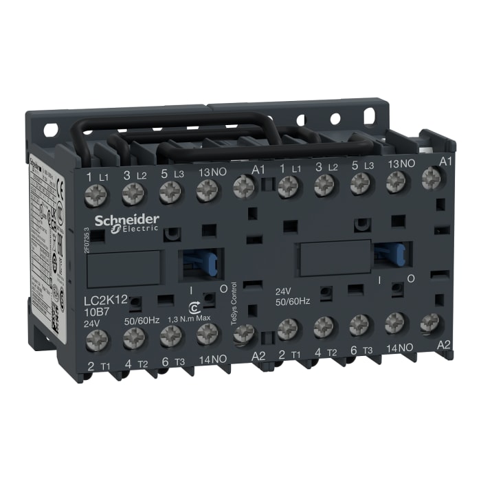 Schneider Electric TeSys K LC2K Reversing Contactor, 24 V ac Coil, 3-Pole, 12 A, 5.5 kW, 3NO, 690 V ac