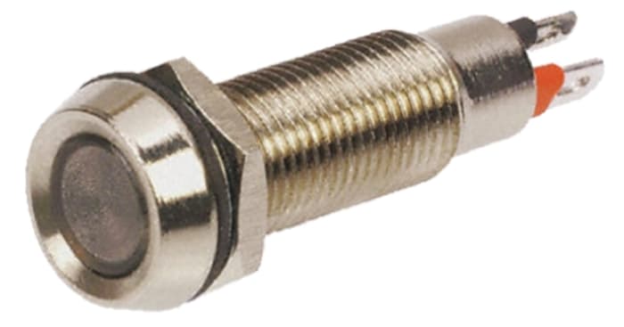 Marl White Panel Mount Indicator, 12V dc, 8.1mm Mounting Hole Size, Solder Tab Termination, IP67