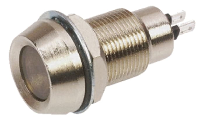 Marl White Indicator, 12V dc, 12.7mm Mounting Hole Size, Solder Tab Termination