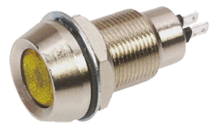 İndikatör Lamba/Sinyal Lambası, LED Lambalı, Sarı, Girintili, 24 V dc, 10 mm, 12,7mm, Lehimlenebilir Terminal