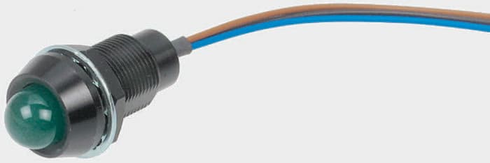 Grn LED panelindicator w/lamp test,12Vdc