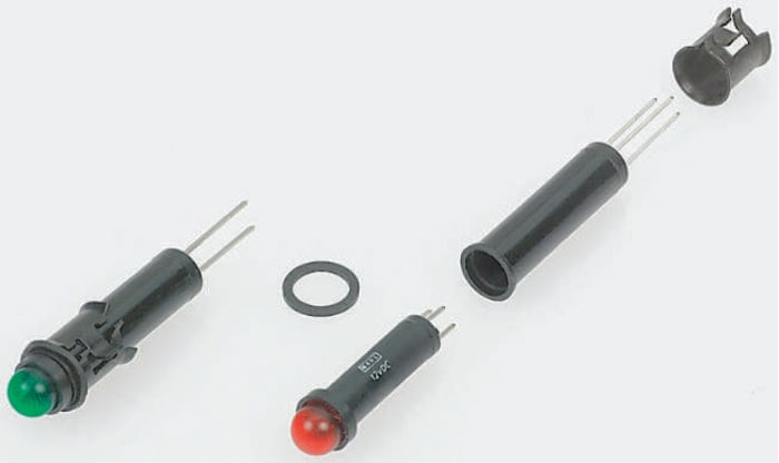 Marl Red Indicator, 24V dc, 8mm Mounting Hole Size, Solder Tab Termination