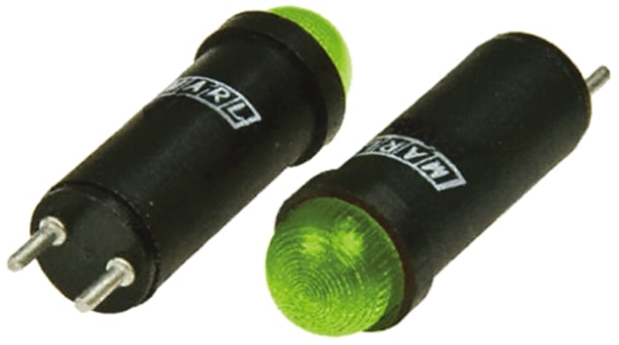 Marl Green Indicator, 24V dc, 9.5mm Mounting Hole Size, Solder Tab Termination