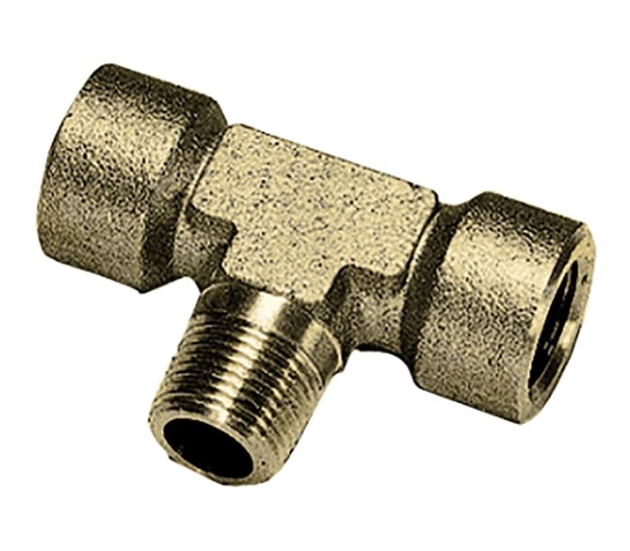 Legris Brass Pipe Fitting, Tee Threaded Adapter, Male R 1/2in to Female G 1/4in