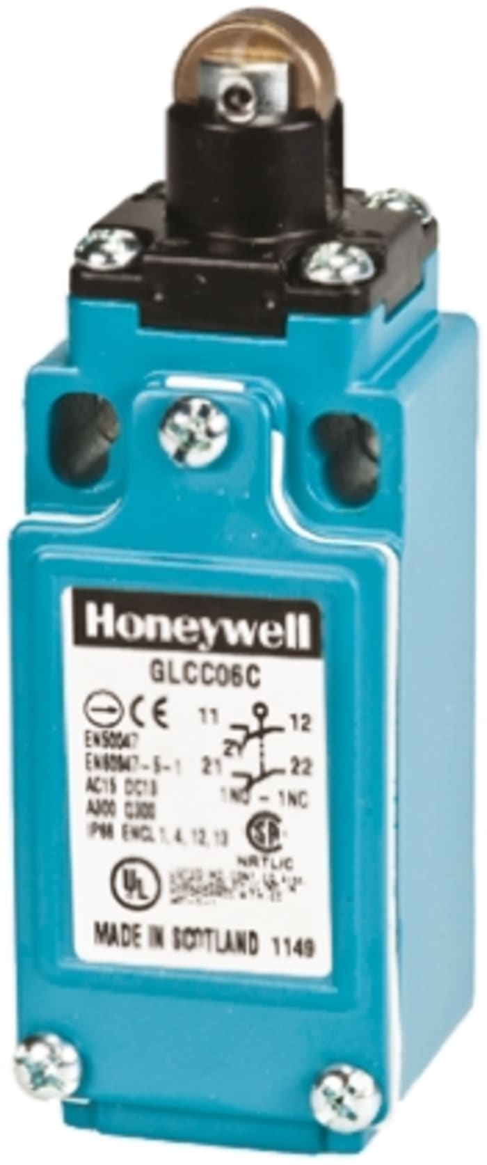Honeywell GLC Series Roller Plunger Limit Switch, 2NC, IP66, DPST 2NC, Die Cast Zinc Housing, 300V ac Max, 10A Max