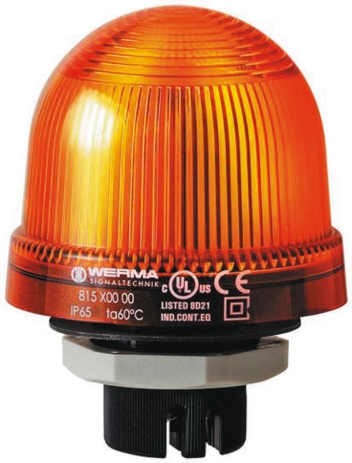 Werma EM 815 Series Yellow Steady Beacon, 12 → 240 V ac/dc, Panel Mount, Incandescent Bulb, IP65