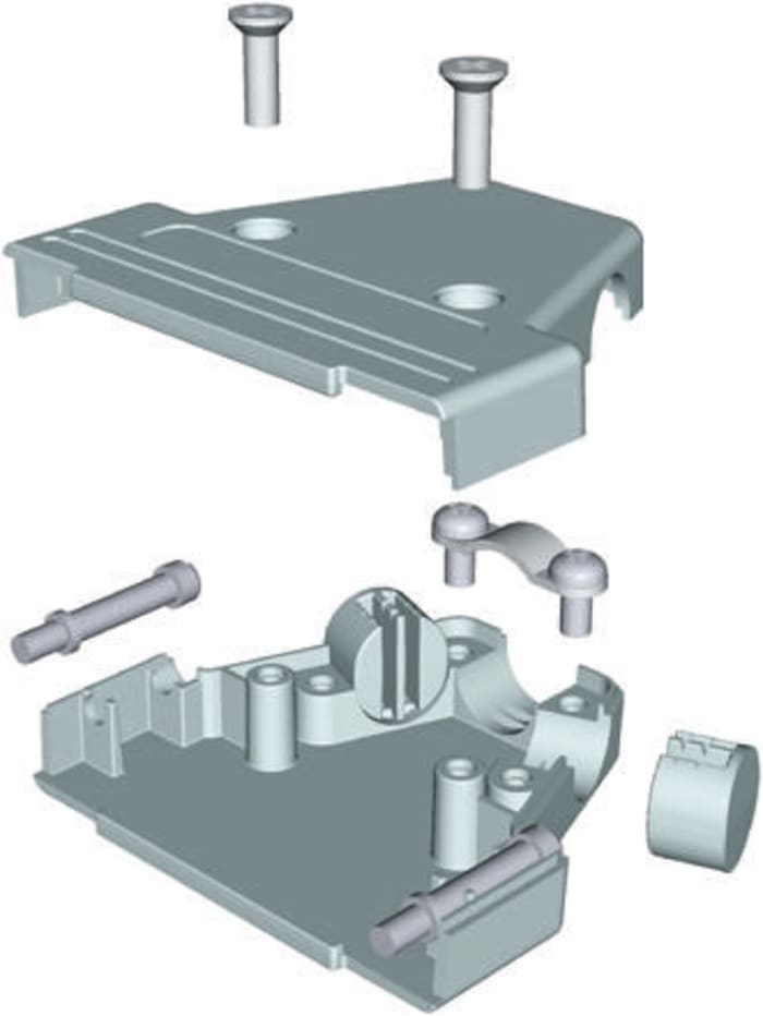 MH Connectors MHTRI-M Series ABS Angled, Straight D Sub Backshell, 15 Way, Strain Relief