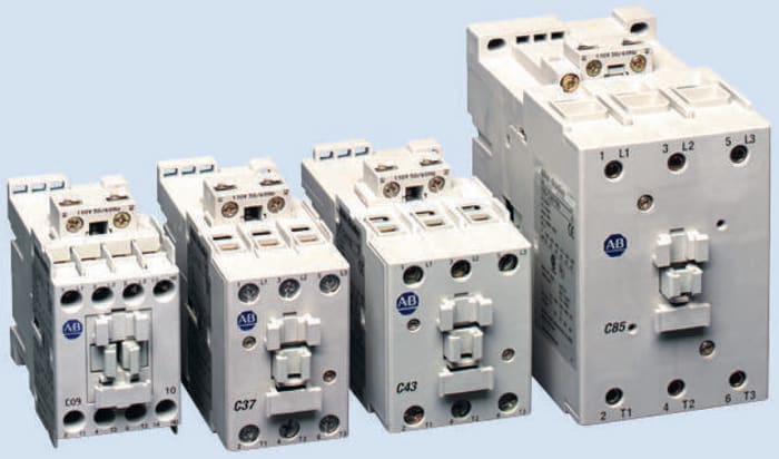 Allen Bradley 100 Series 100C Contactor, 24 V dc Coil, 3-Pole, 43 A, 22 kW, 3NO, 690 V ac