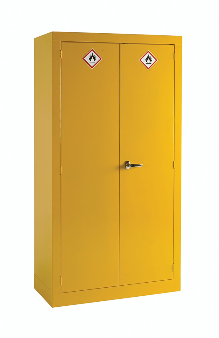 RS PRO Yellow Steel Lockable 2 Door Hazardous Substance Cabinet, 1830mm x 915mm x 459mm