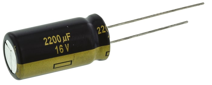 Panasonic 2200μF Aluminium Electrolytic Capacitor 16V dc, Through Hole - EEUFC1C222