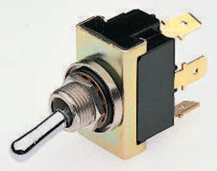 TE Connectivity Toggle Switch, Panel Mount, (On)-Off-(On), DPDT, Tab Terminal