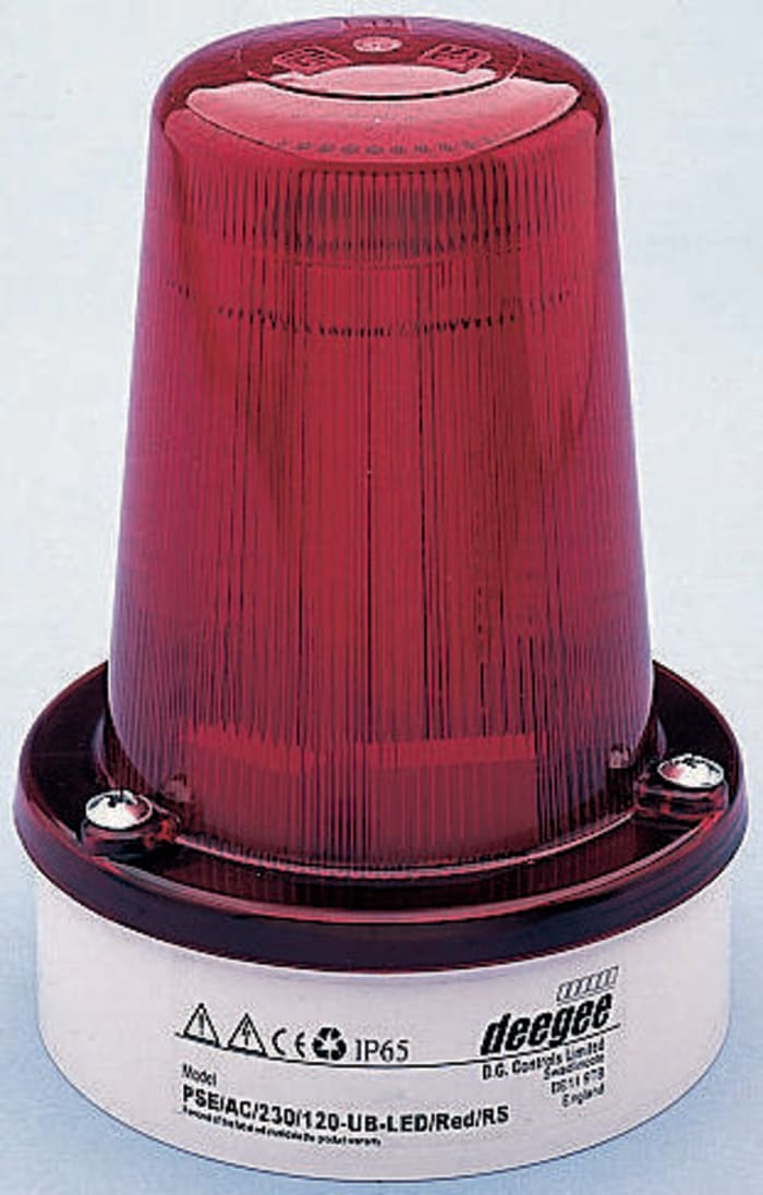 DG Controls Red Multiple Effect Beacon, 24 V dc, Surface Mount, LED Bulb