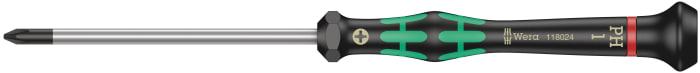Wera Phillips Precision Screwdriver, PH1 Tip, 80 mm Blade