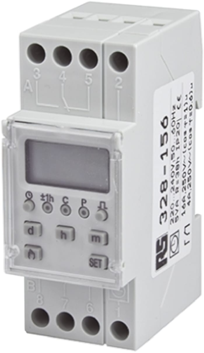 Interrupteur horaire pour rail DIN RS PRO, 230 V c.a. 1 canal
