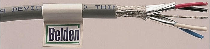 Cable multiconductor apantallado Belden de 4 núcleos, 0,24 mm², 0,38 mm², Ø ext. 7.11mm, 300 V, 1,7 A, funda de PE