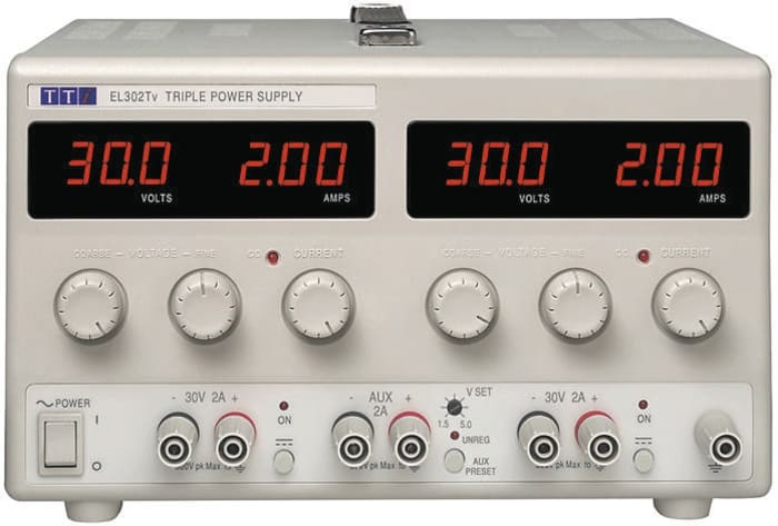 Aim-TTi Bench Power Supply, 0 → 30 V, 1.5 → 5 V, 2 A, 0 → 2 A, 3-Output, 130W