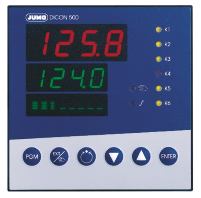 Jumo DICON 500 PID Temperature Controller, 96 x 96 (1/4 DIN)mm, 2 Output Relay, 110 V ac, 240 V ac Supply Voltage