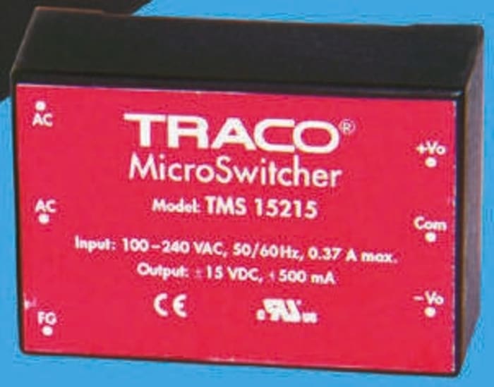 TRACOPOWER Embedded Switch Mode Power Supply SMPS, TMS 06124, 24V dc, 250mA, 6W, 1 Output, 110 → 375 V dc, 85