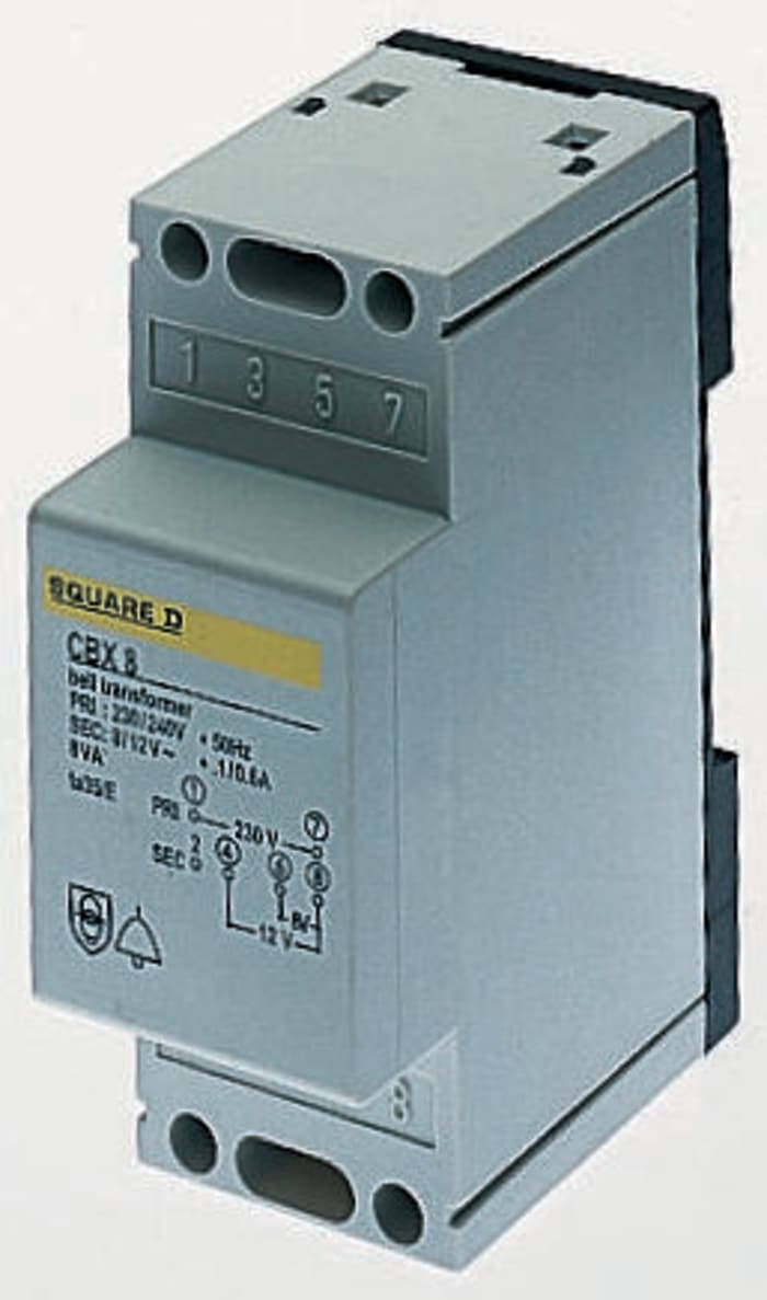 Merlin Gerin 8VA DIN Rail Transformer, 230V ac Primary, 8 → 12V ac Secondary