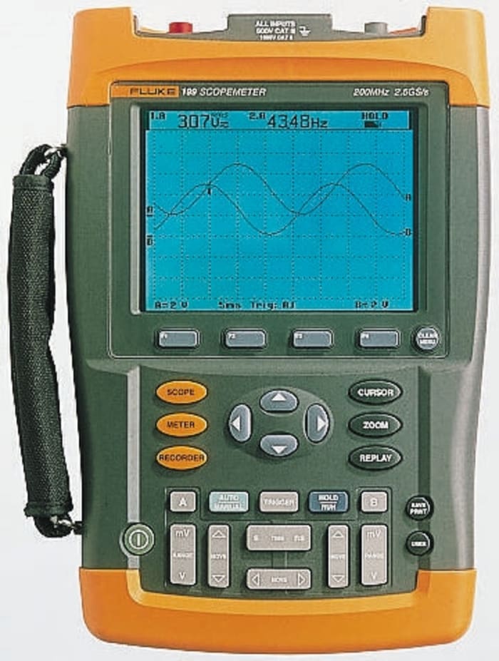Fluke 196B 190B Series Handheld Digital Oscilloscope, 2 Analogue Channels, 100MHz