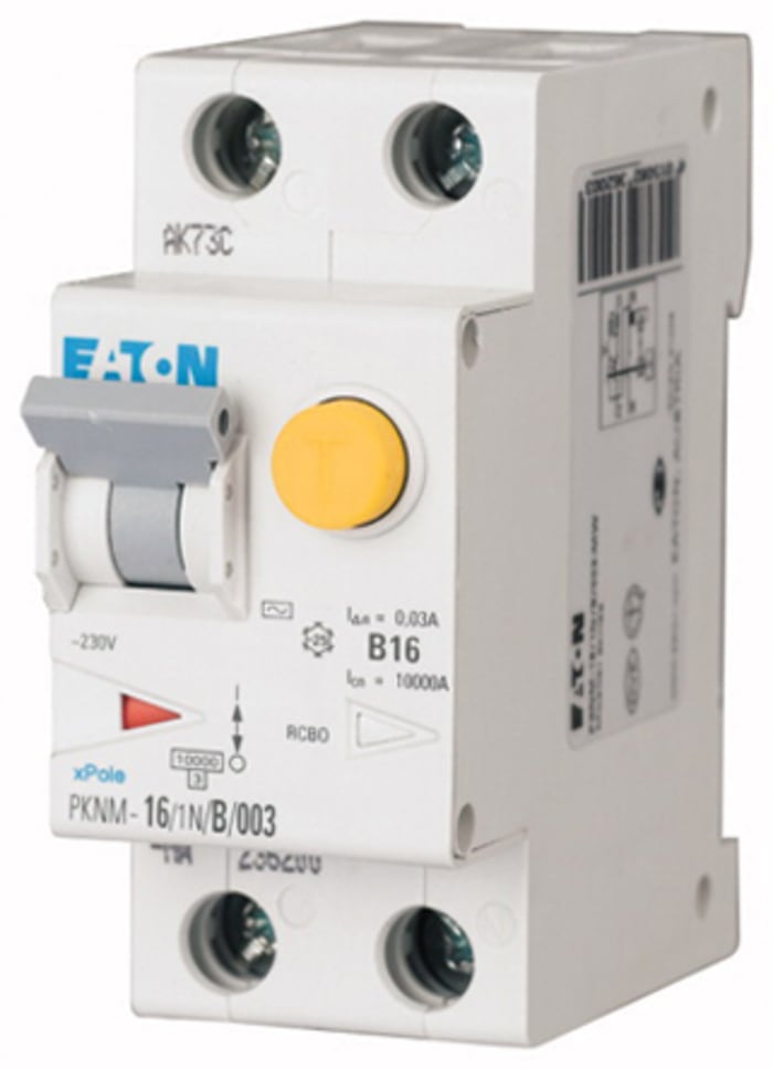 Eaton RCBO, 20A Current Rating, 1+N Poles, Type B