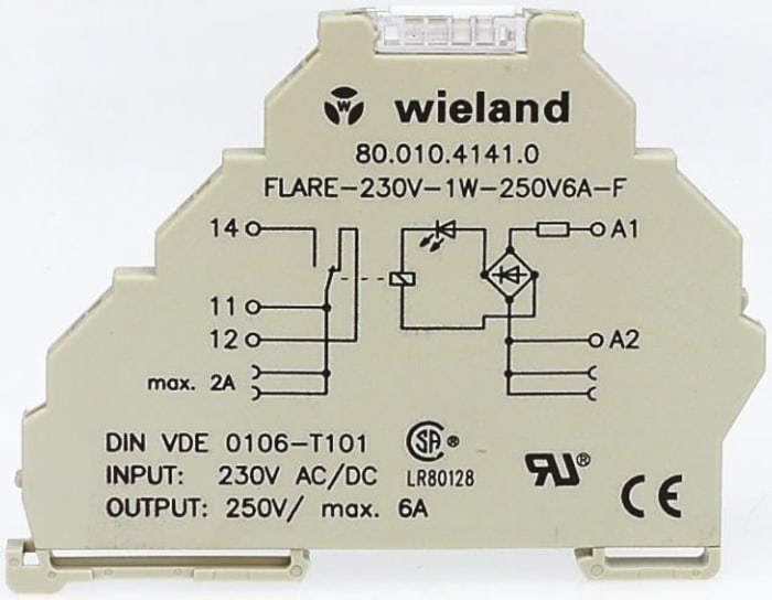 Wieland flare Series Solid State Relay, 0.5 A Load, DIN Rail Mount, 53 V Load, 122 V Control