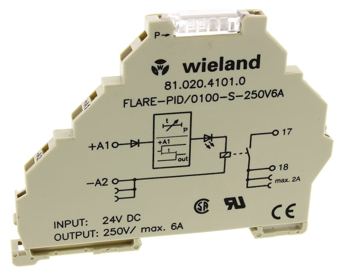 Wieland flare Series Interface Relay Module, DIN Rail Mount, SPST, 1-Pole, 6A Load