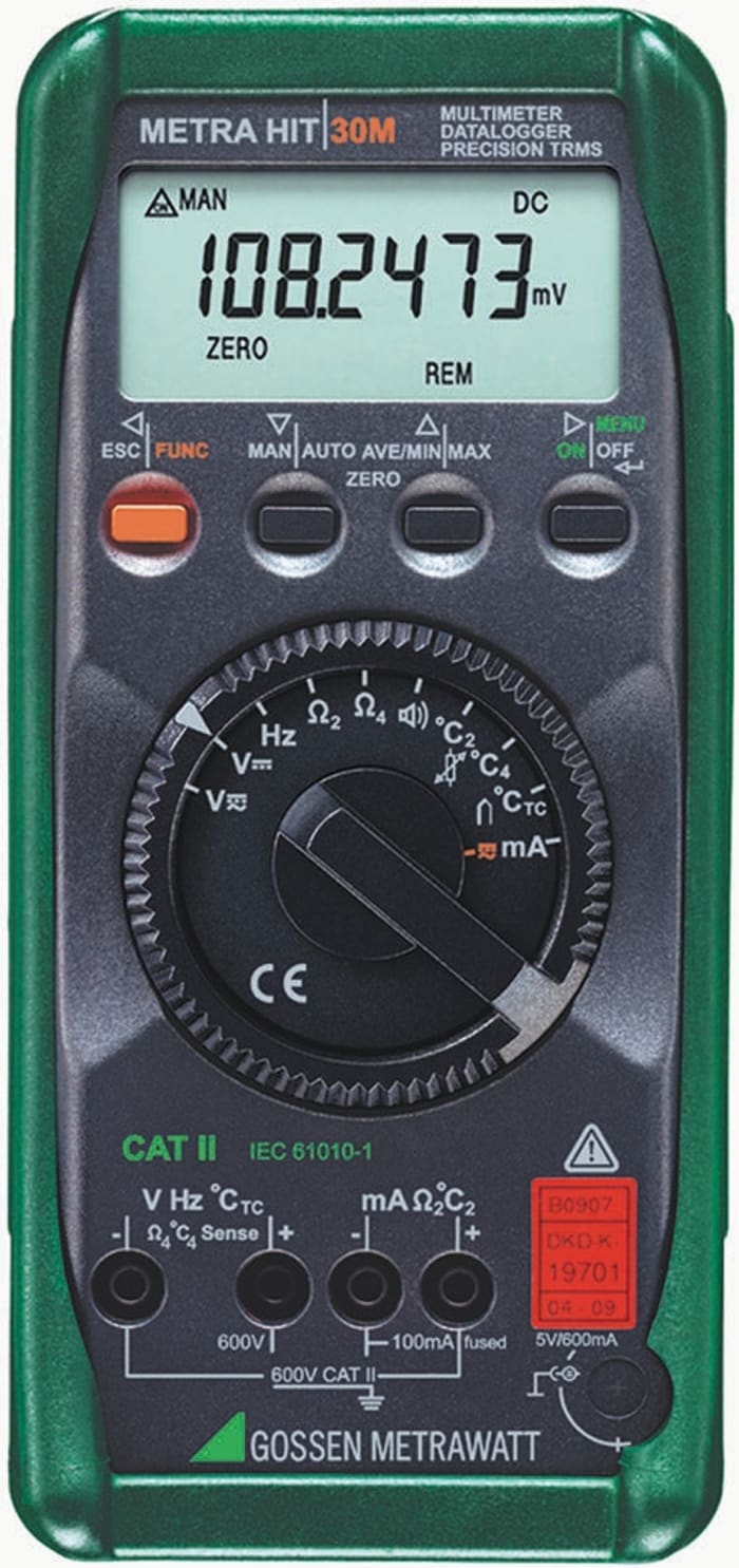 Multímetro digital Gossen Metrawatt METRAHit 30M, 600V ac/600V dc, 100mA ac/100mA dc, TRMS, CAT II
