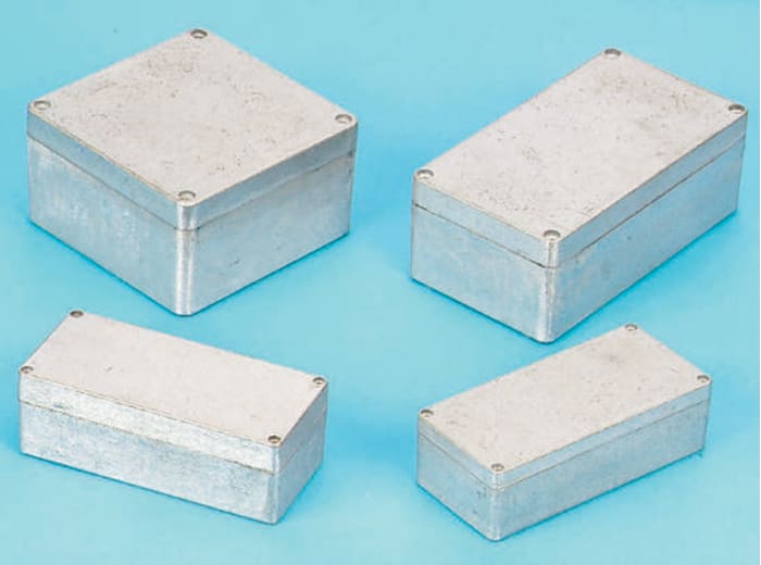 Hammond 1590 Series Natural Die Cast Aluminium Enclosure, IP66, IK08, Natural Lid, 97.75 x 63.75 x 36.1mm