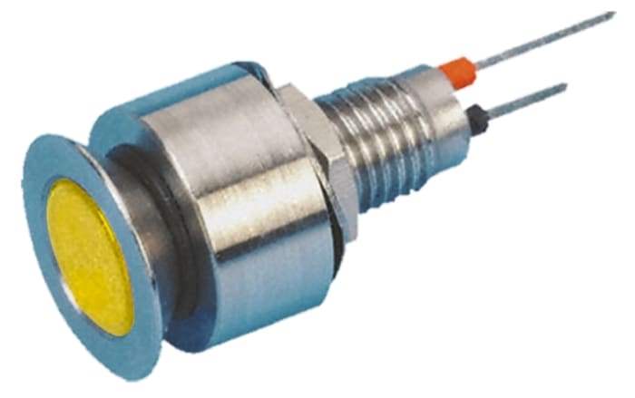 Voyant LED lumineux  Jaune Marl, dia. 6.1mm, 12V c.c.