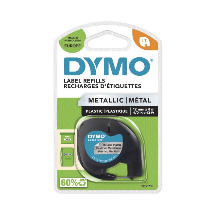 Metallic blk on slv letratag label tape