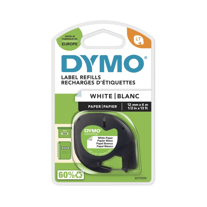 Paper black on white letratag label tape