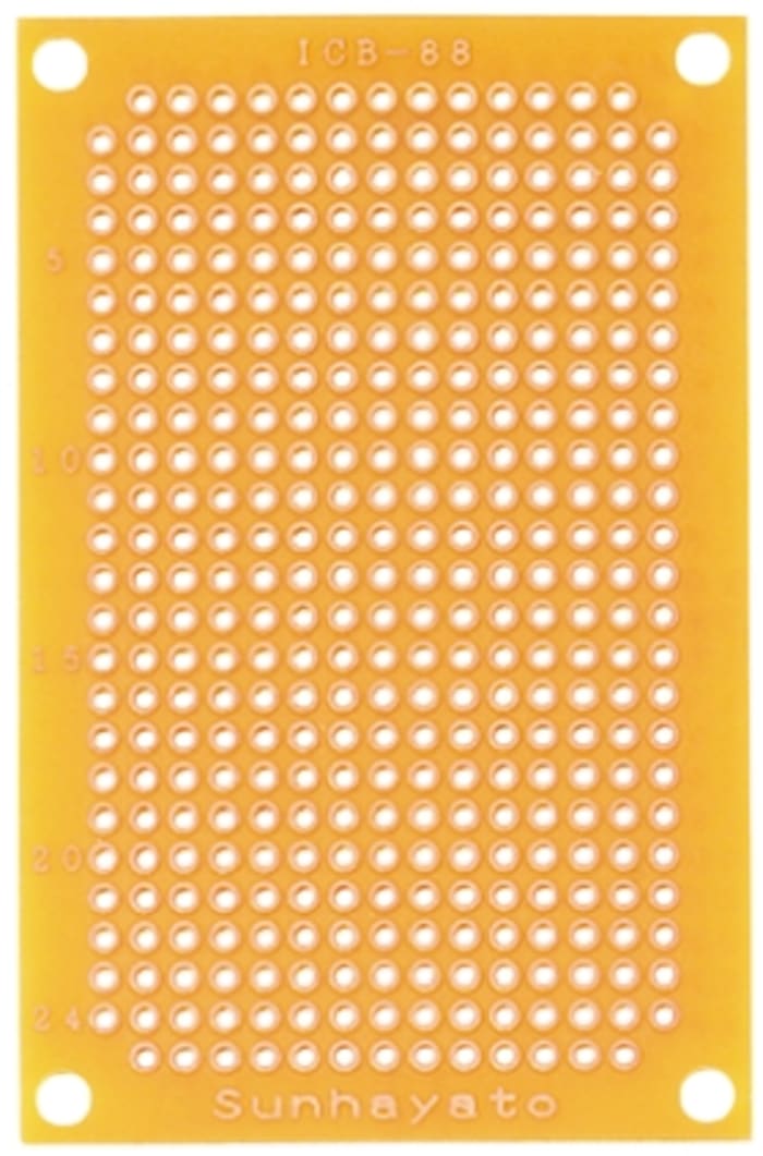 Sunhayato Single Sided Matrix Board FR2 1mm Holes, 2.54 x 2.54mm Pitch, 72 x 47 x 1.6mm