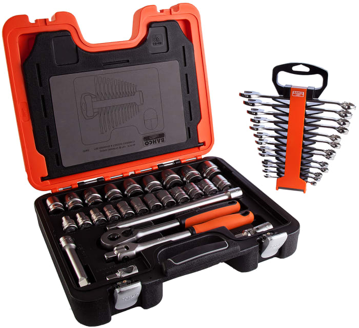 Bahco 40 Piece Metric 1 2 in Standard Socket Spanner Set with Ratchet 6 point