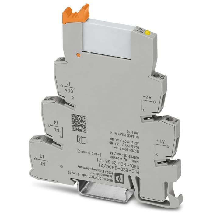 Relé modular Phoenix Contact PLC-RSC-24DC/21, SPDT, 24V dc, 6A, para carril DIN