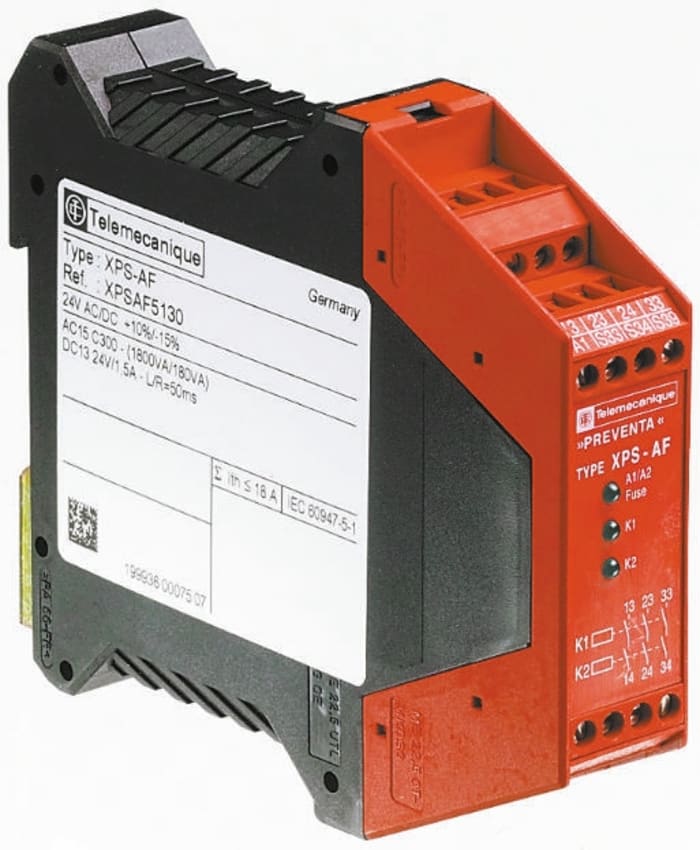 Schneider Electric Preventa XPS BA Two Hand Control Safety Relay, 115V ac, 1 Safety Contacts