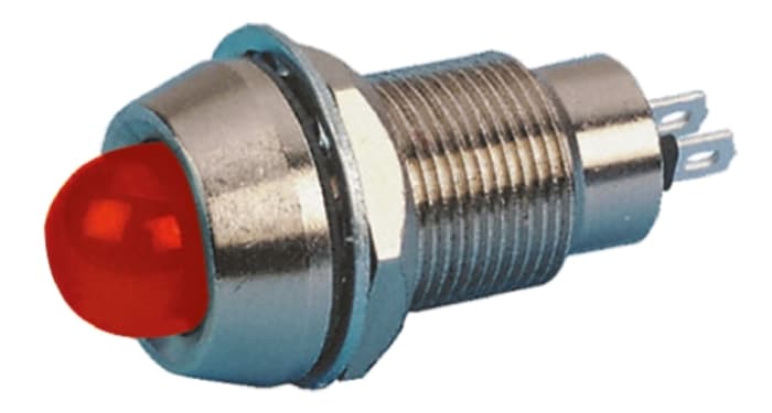 Marl Red Panel Mount Indicator, 24V dc, 12.7mm Mounting Hole Size, Solder Tab Termination, IP67