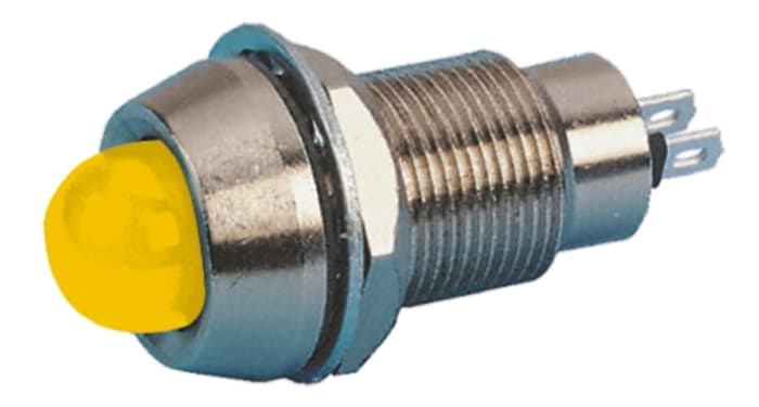 Marl Yellow Panel Mount Indicator, 230V ac, 12.7mm Mounting Hole Size, Solder Tab Termination, IP67