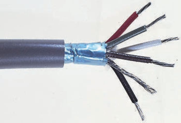 RS PRO Multicore Industrial Cable, 5 Cores, Screened, 100m, Grey PVC Sheath, 24