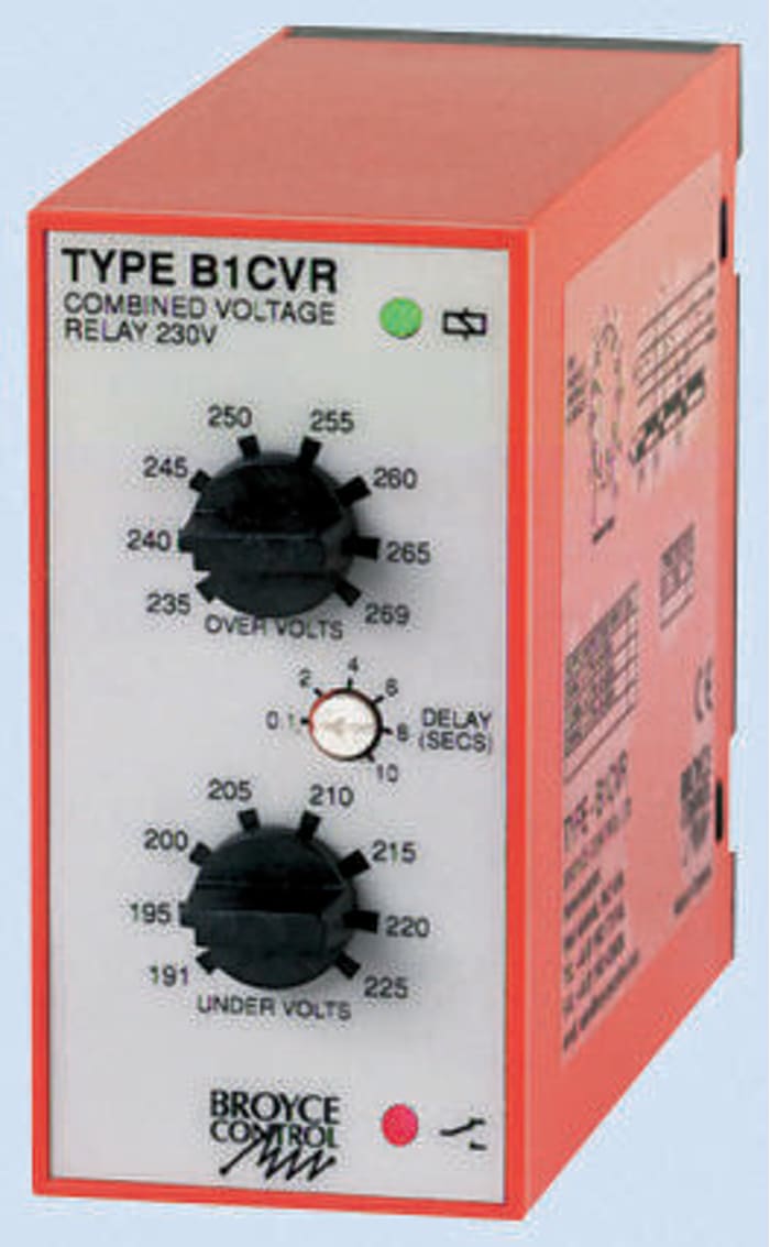Broyce Control Voltage Monitoring Relay, SPDT, Maximum of 230V ac