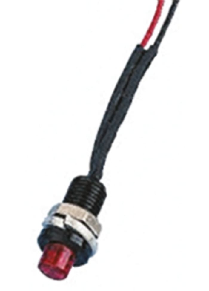 Oxley Red Panel Mount Indicator, 12V ac, 6.4mm Mounting Hole Size, Lead Wires Termination, IP66