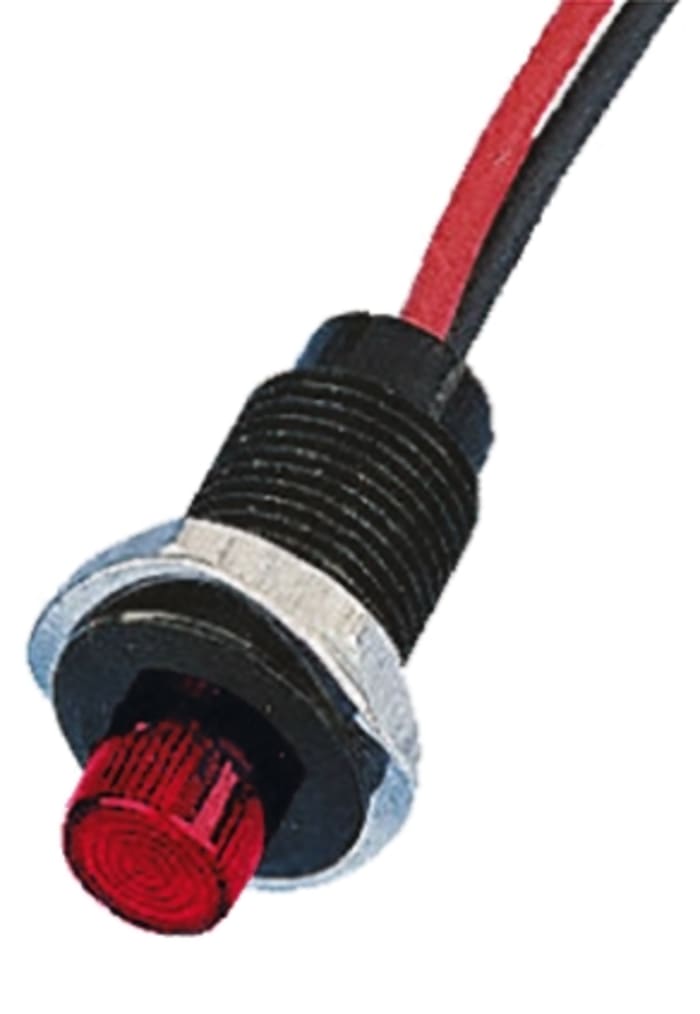 İndikatör Lamba/Sinyal Lambası, LED Lambalı, Kırmızı, Çıkıntılı, 12 V ac, 7,1 mm, 10,15mm, İğne Ayaklı