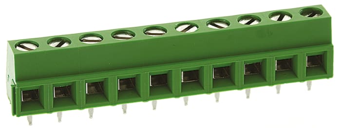 TE Connectivity Buchanan Series PCB Terminal Block, 10-Contact, 5mm Pitch, Through Hole Mount, 1-Row, Screw Termination
