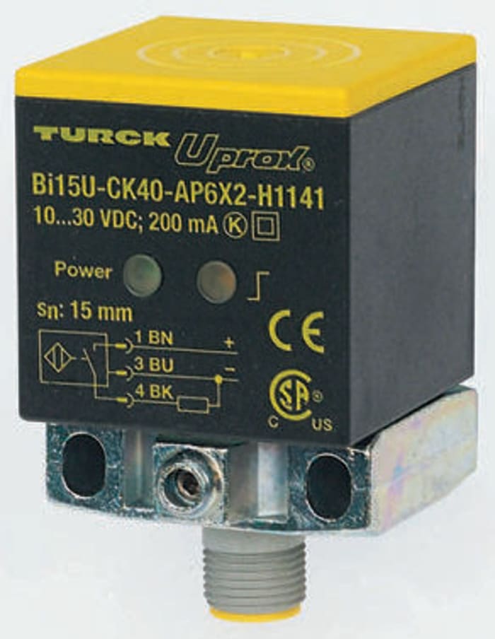 Sicos Block-Style Proximity Sensor, 15 mm Detection, PNP Output, 10 → 30 V dc, IP68