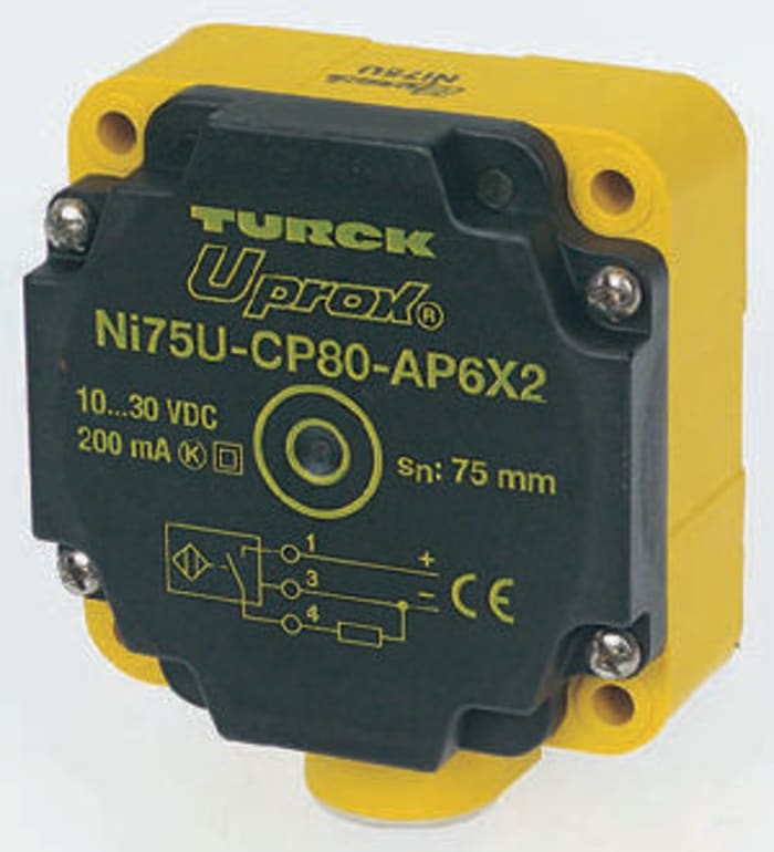 Sicos Block-Style Proximity Sensor, 75 mm Detection, NO Output, 10 → 30 V dc, IP67