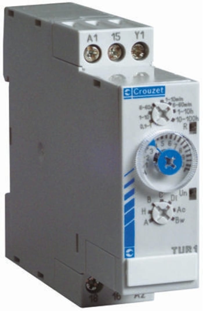 Crouzet DIN Rail Mount Time Delay Relay, 24 → 240 V ac, 24V dc, 1-Contact, 1 → 10 min, 1 → 10 s, 1