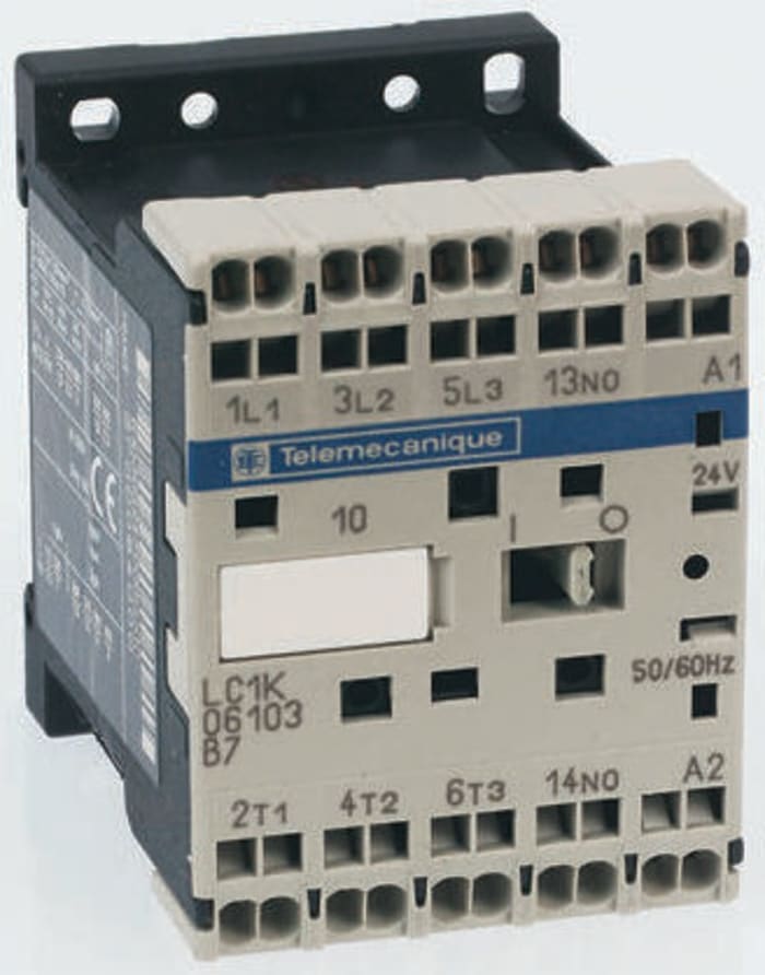 Contacteur Schneider Electric série LC1K, 3 pôles , 3NO, 12 A, 24 V c.a., 5,5 kW