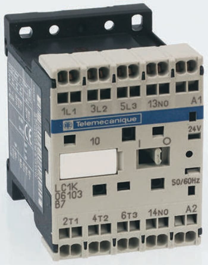 Schneider Electric LC1K Series Contactor, 24 V ac Coil, 3-Pole, 12 A, 5.5 kW, 3NO, 690 V ac