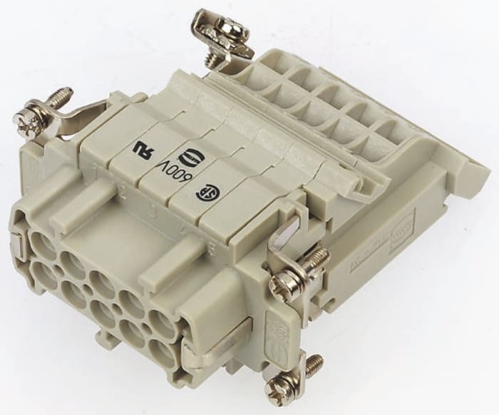 Han B Series size 6 B Connector Insert, Male, 16 Way, 16A, 500 V