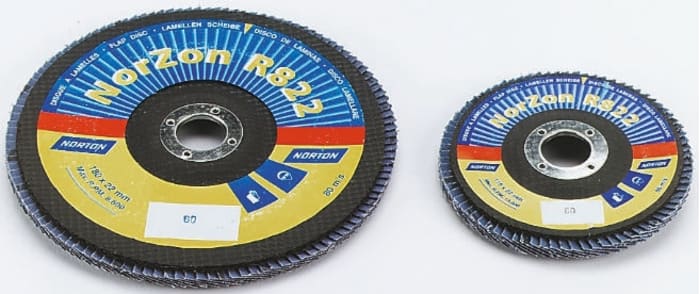 Norton Zirconium Dioxide Medium Flap Disc, 60 Grit, 8600rpm, 180mm x 22mm Bore